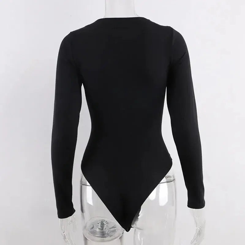 Sexy Y2k Women cotton Bodysuits Long Sleeve Bodysuit O Neck Body Top - Blade & Thread