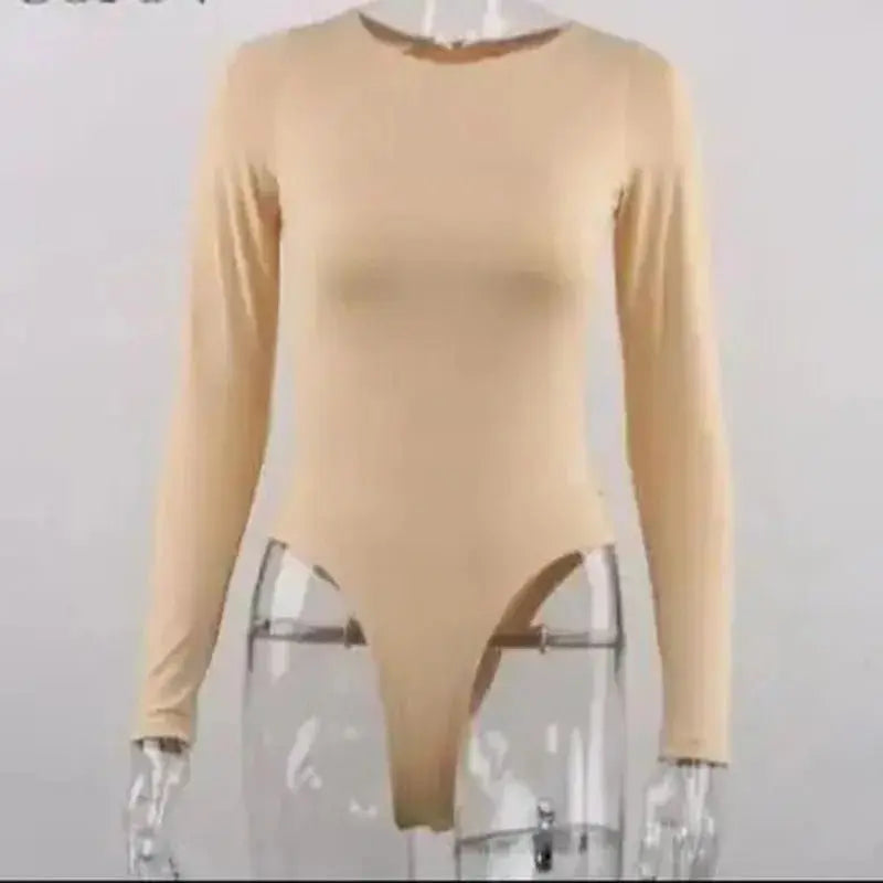 Sexy Y2k Women cotton Bodysuits Long Sleeve Bodysuit O Neck Body Top - Blade & Thread