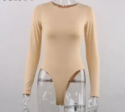 Sexy Y2k Women cotton Bodysuits Long Sleeve Bodysuit O Neck Body Top - Blade & Thread