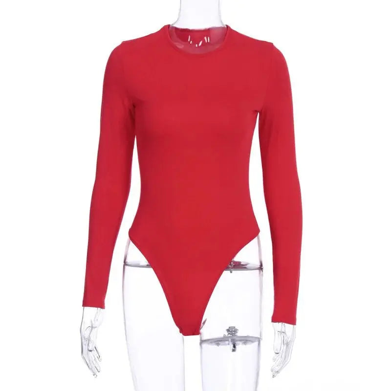 Sexy Y2k Women cotton Bodysuits Long Sleeve Bodysuit O Neck Body Top - Blade & Thread