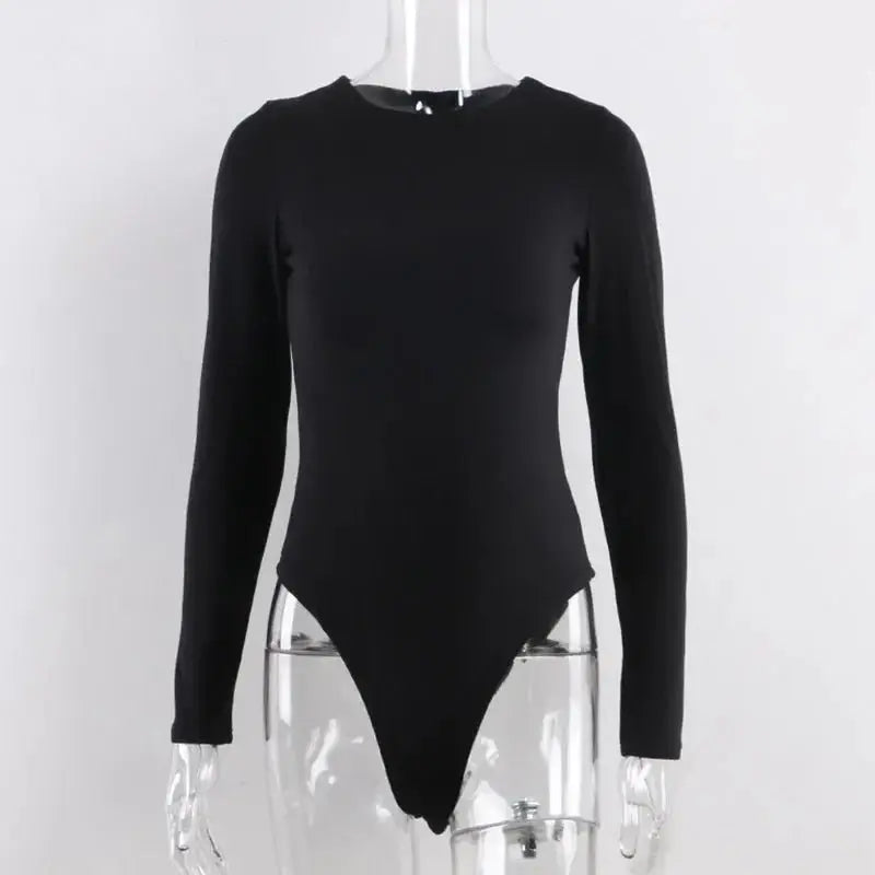 Sexy Y2k Women cotton Bodysuits Long Sleeve Bodysuit O Neck Body Top - Blade & Thread