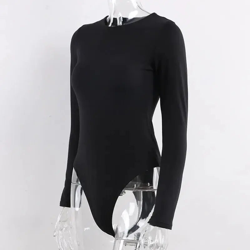 Sexy Y2k Women cotton Bodysuits Long Sleeve Bodysuit O Neck Body Top - Blade & Thread