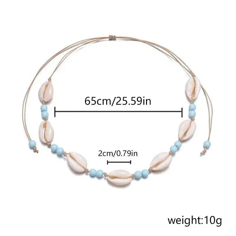 Shell beaded necklace braided chain choker - Blade & Thread