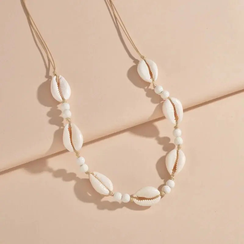 Shell beaded necklace braided chain choker - Blade & Thread