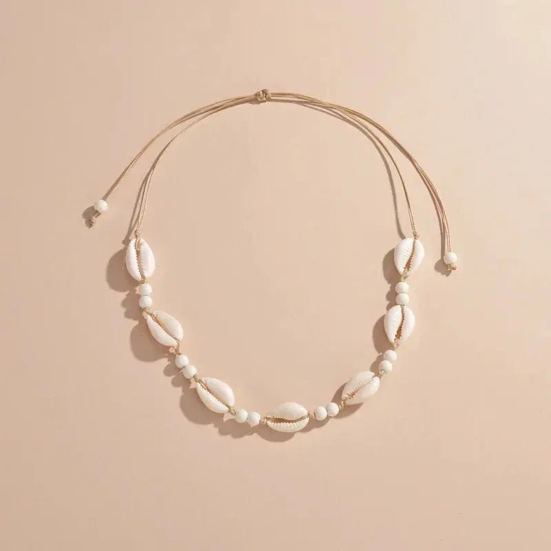 Shell beaded necklace braided chain choker - Blade & Thread