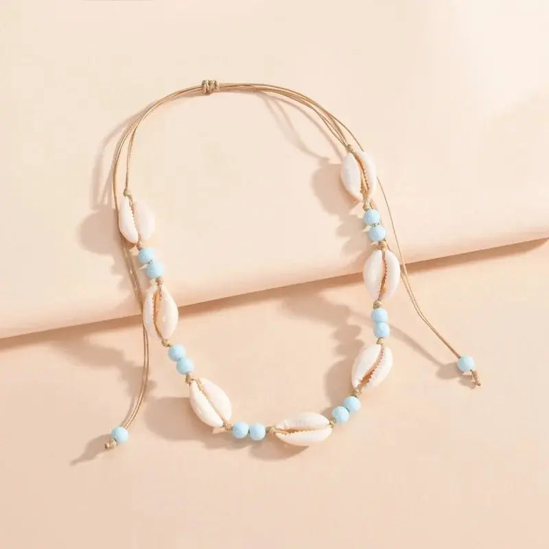 Shell beaded necklace braided chain choker - Blade & Thread