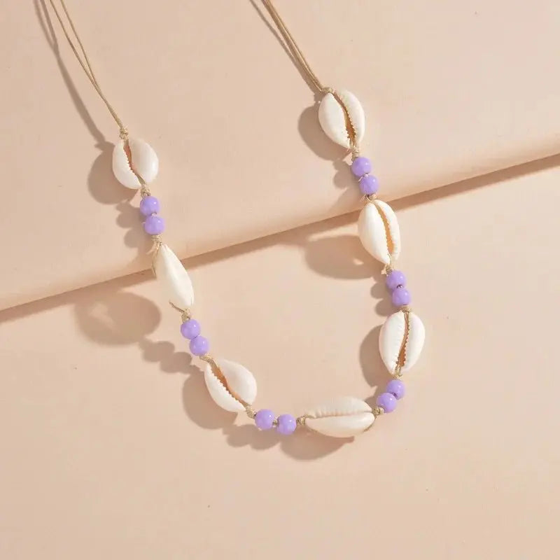 Shell beaded necklace braided chain choker - Blade & Thread