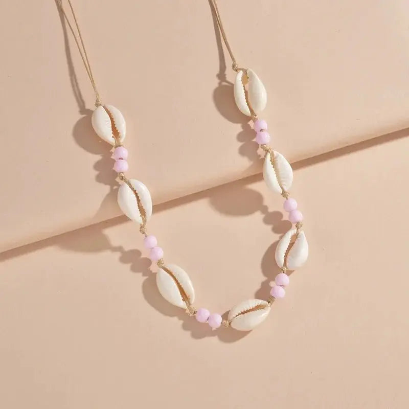 Shell beaded necklace braided chain choker - Blade & Thread