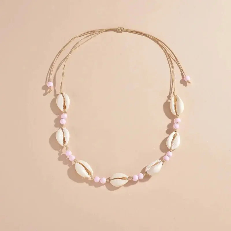 Shell beaded necklace braided chain choker - Blade & Thread