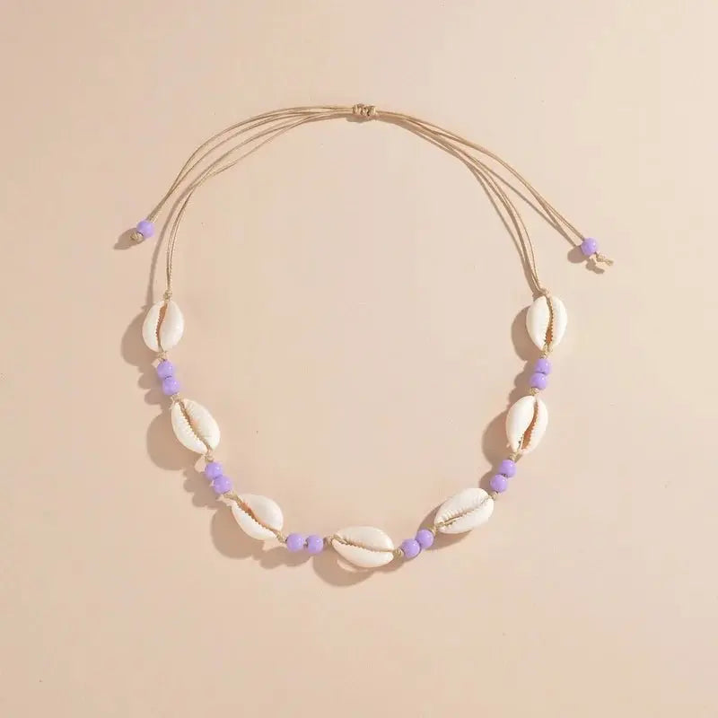 Shell beaded necklace braided chain choker - Blade & Thread