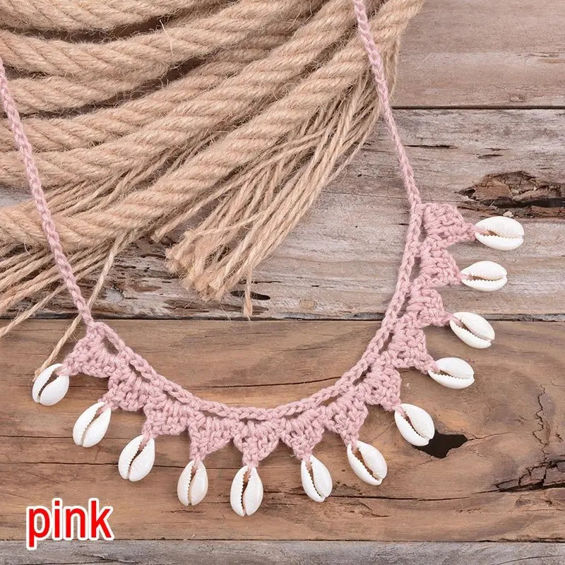 Shell Choker Necklace Natural Sea Cowrie Shell Rope Chain Choker Necklace - Blade & Thread