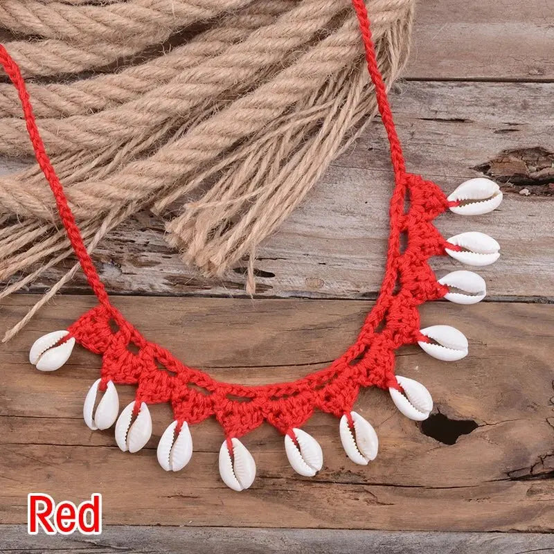 Shell Choker Necklace Natural Sea Cowrie Shell Rope Chain Choker Necklace - Blade & Thread