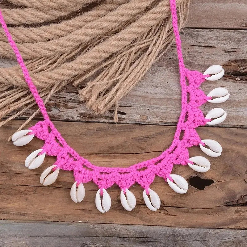 Shell Choker Necklace Natural Sea Cowrie Shell Rope Chain Choker Necklace - Blade & Thread
