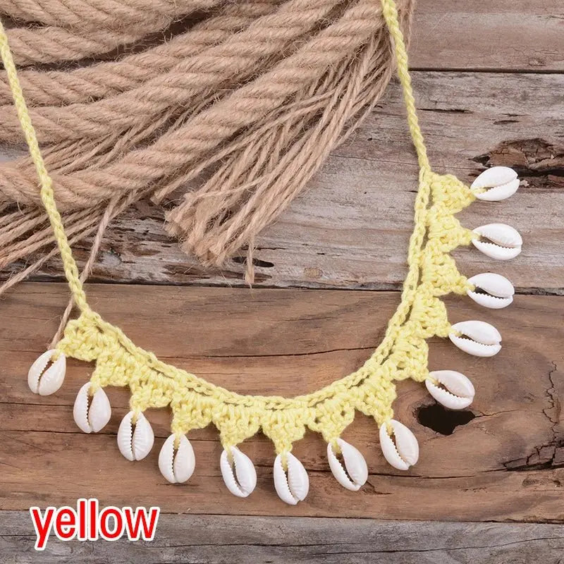 Shell Choker Necklace Natural Sea Cowrie Shell Rope Chain Choker Necklace - Blade & Thread