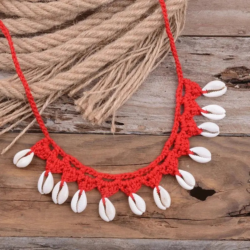 Shell Choker Necklace Natural Sea Cowrie Shell Rope Chain Choker Necklace - Blade & Thread