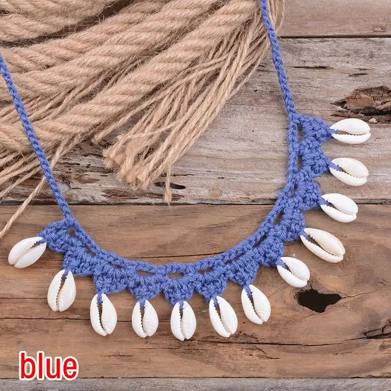 Shell Choker Necklace Natural Sea Cowrie Shell Rope Chain Choker Necklace - Blade & Thread