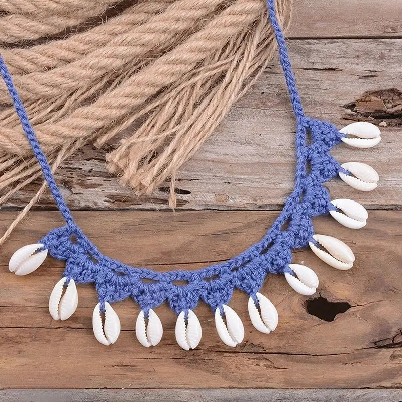 Shell Choker Necklace Natural Sea Cowrie Shell Rope Chain Choker Necklace - Blade & Thread