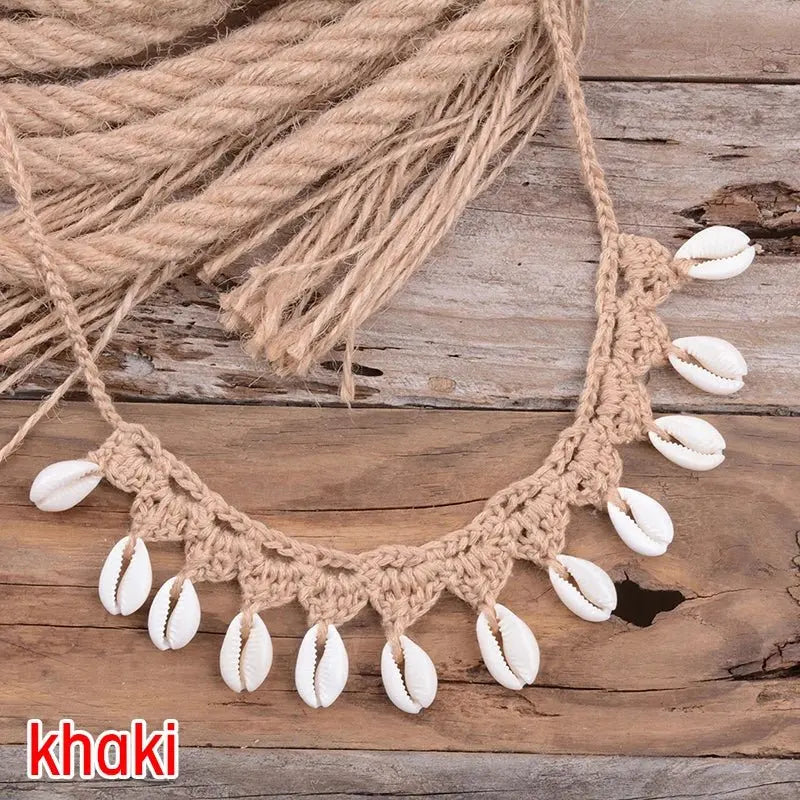 Shell Choker Necklace Natural Sea Cowrie Shell Rope Chain Choker Necklace - Blade & Thread