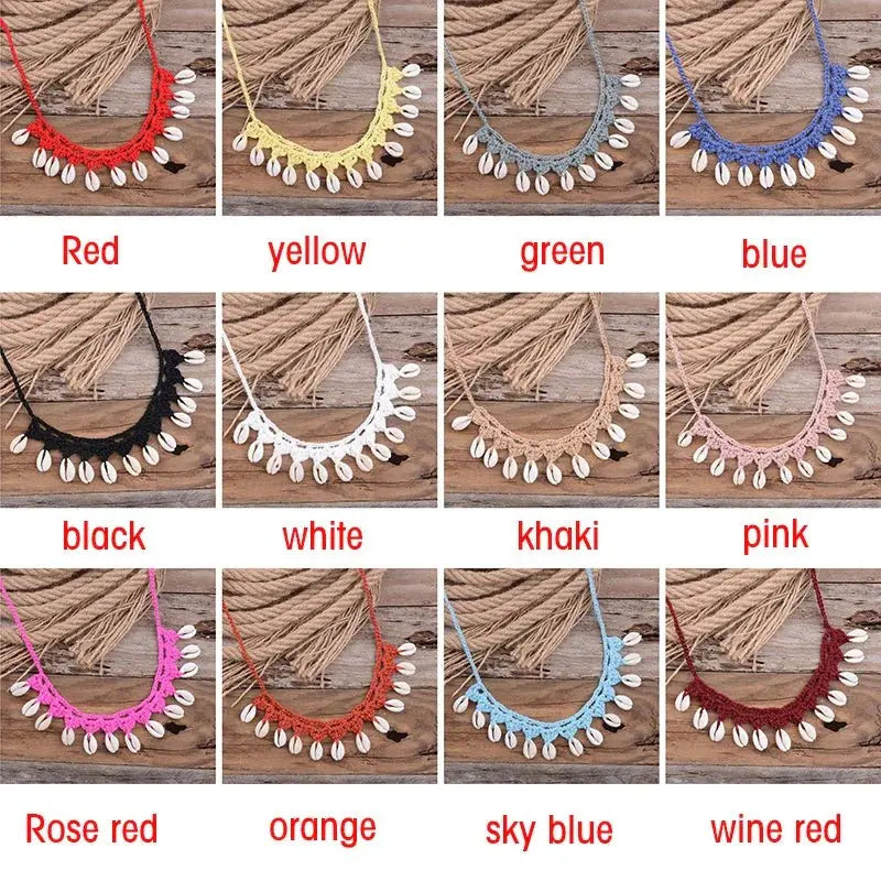 Shell Choker Necklace Natural Sea Cowrie Shell Rope Chain Choker Necklace - Blade & Thread