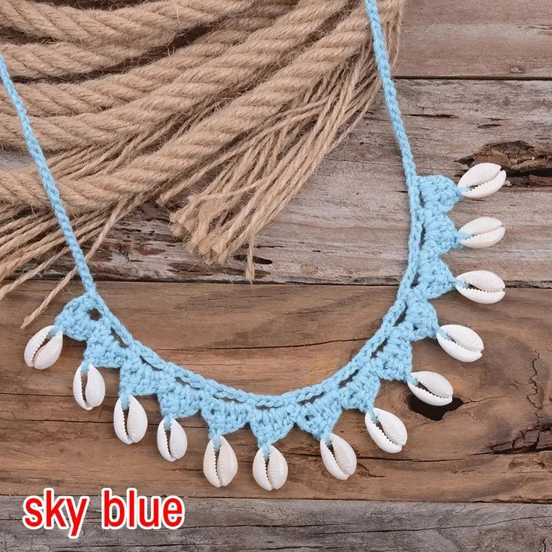 Shell Choker Necklace Natural Sea Cowrie Shell Rope Chain Choker Necklace - Blade & Thread