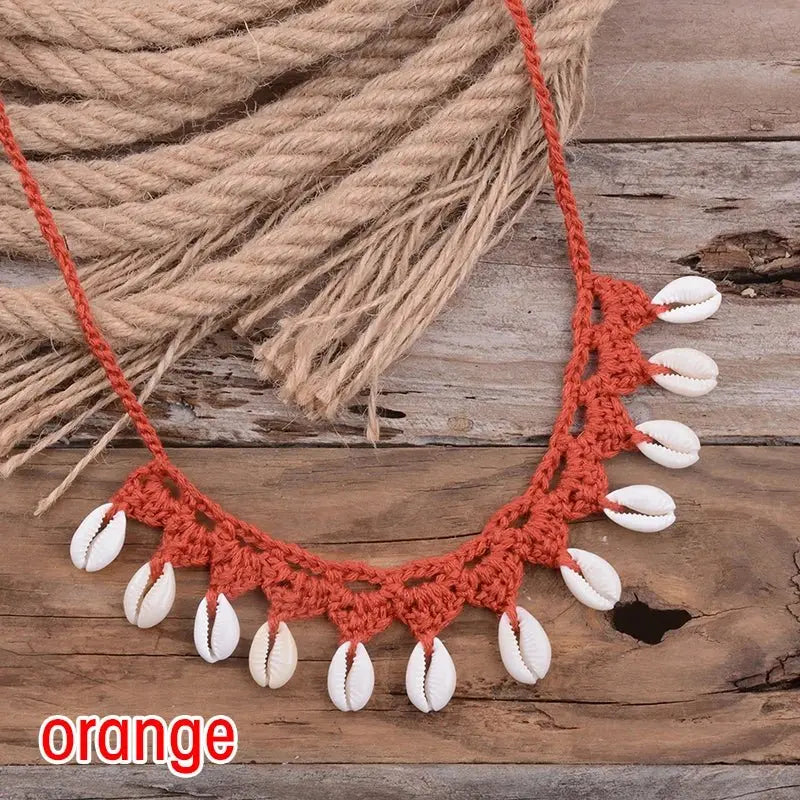 Shell Choker Necklace Natural Sea Cowrie Shell Rope Chain Choker Necklace - Blade & Thread