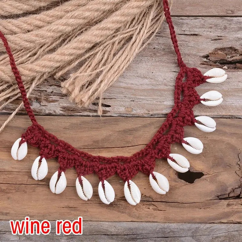 Shell Choker Necklace Natural Sea Cowrie Shell Rope Chain Choker Necklace - Blade & Thread