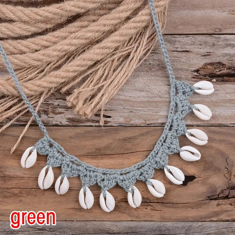 Shell Choker Necklace Natural Sea Cowrie Shell Rope Chain Choker Necklace - Blade & Thread