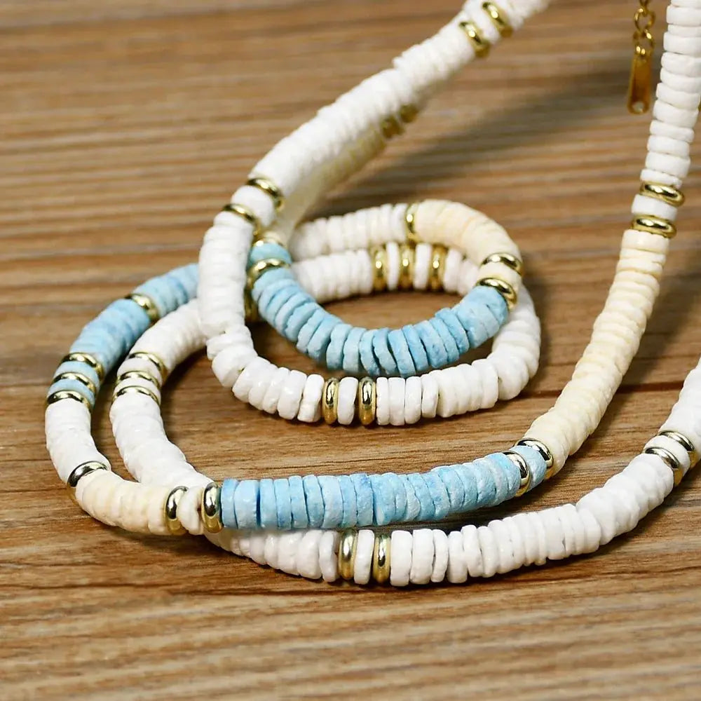 Shell Handmade Beaded Choker Surfer Necklaces - Blade & Thread