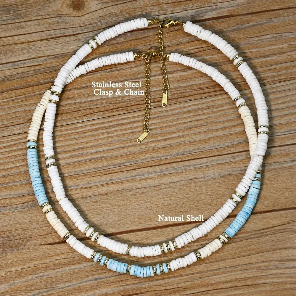 Shell Handmade Beaded Choker Surfer Necklaces - Blade & Thread