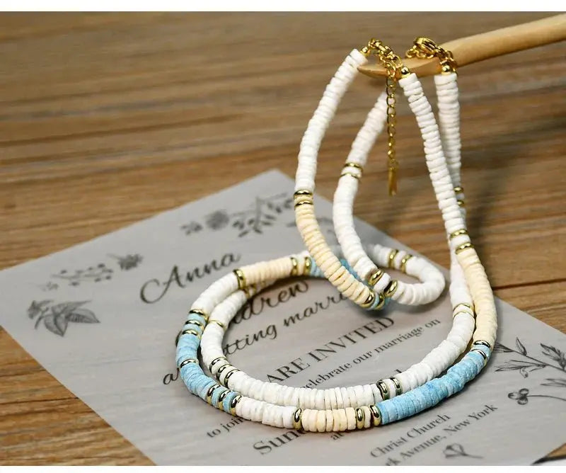 Shell Handmade Beaded Choker Surfer Necklaces - Blade & Thread