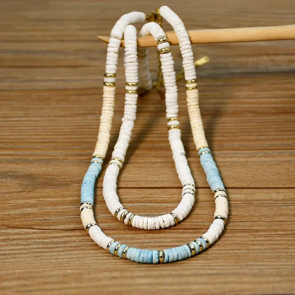 Shell Handmade Beaded Choker Surfer Necklaces - Blade & Thread