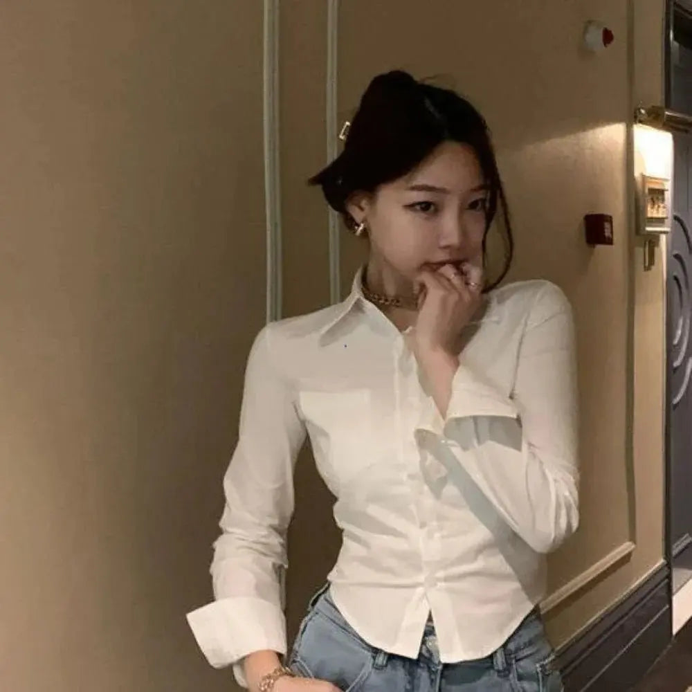 Shirts Women Folds Slim Fit Crop Tops Daily Design - Blade & Thread
