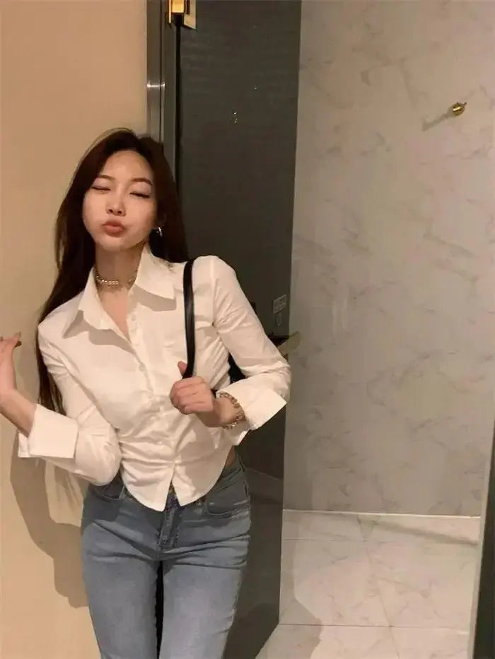 Shirts Women Folds Slim Fit Crop Tops Daily Design - Blade & Thread