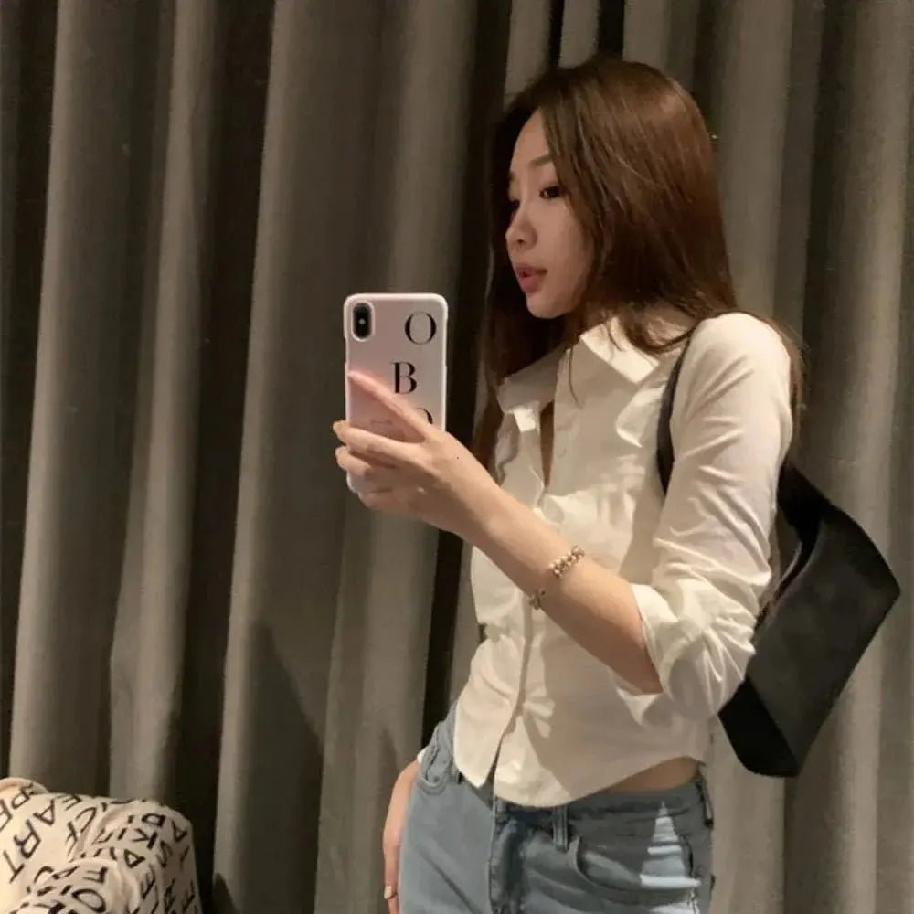 Shirts Women Folds Slim Fit Crop Tops Daily Design - Blade & Thread