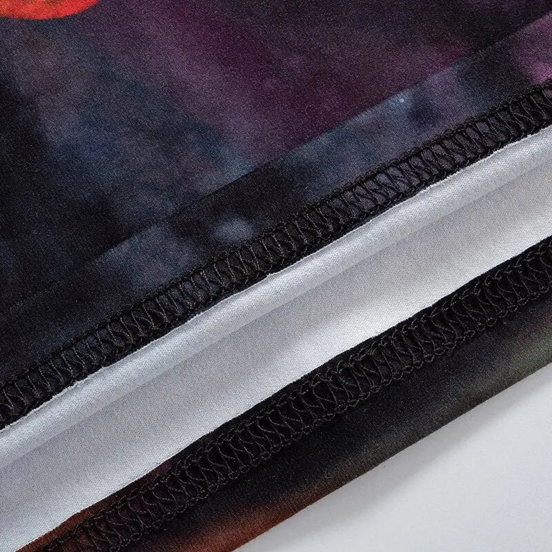 Short Sleeves V Neck Graphic Print Oversize Sexy Tops T Shirts Streetwear Y2K - Blade & Thread