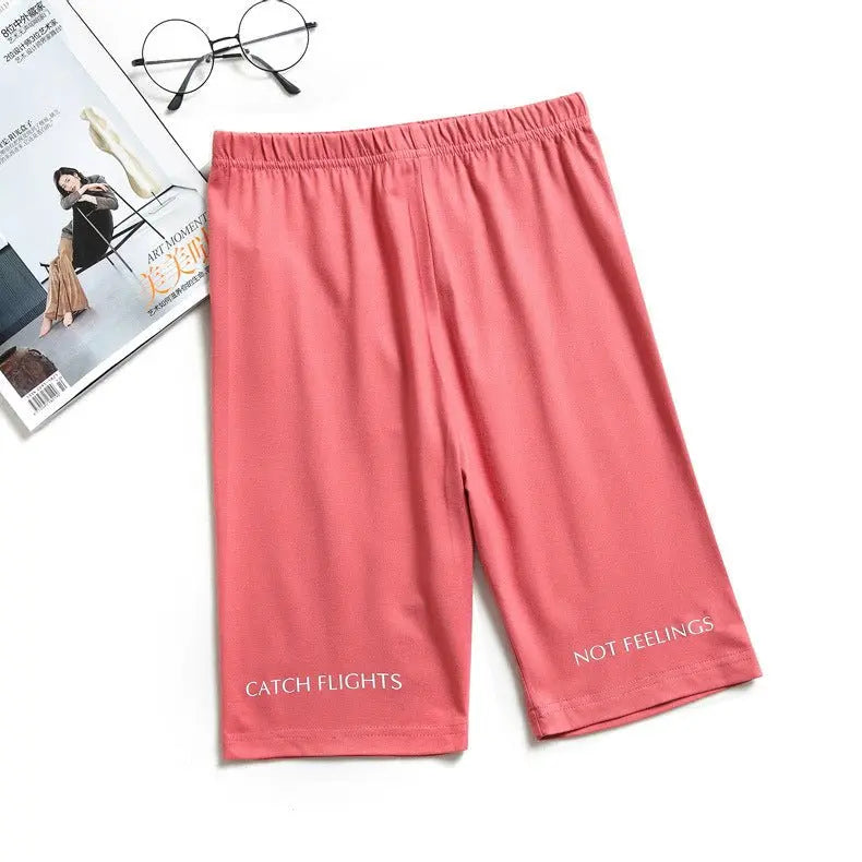 Shorts Thin Fitness Casual High Waist Biker Short Summer Slim Knee-Length Bottoms Streetwear - Blade & Thread
