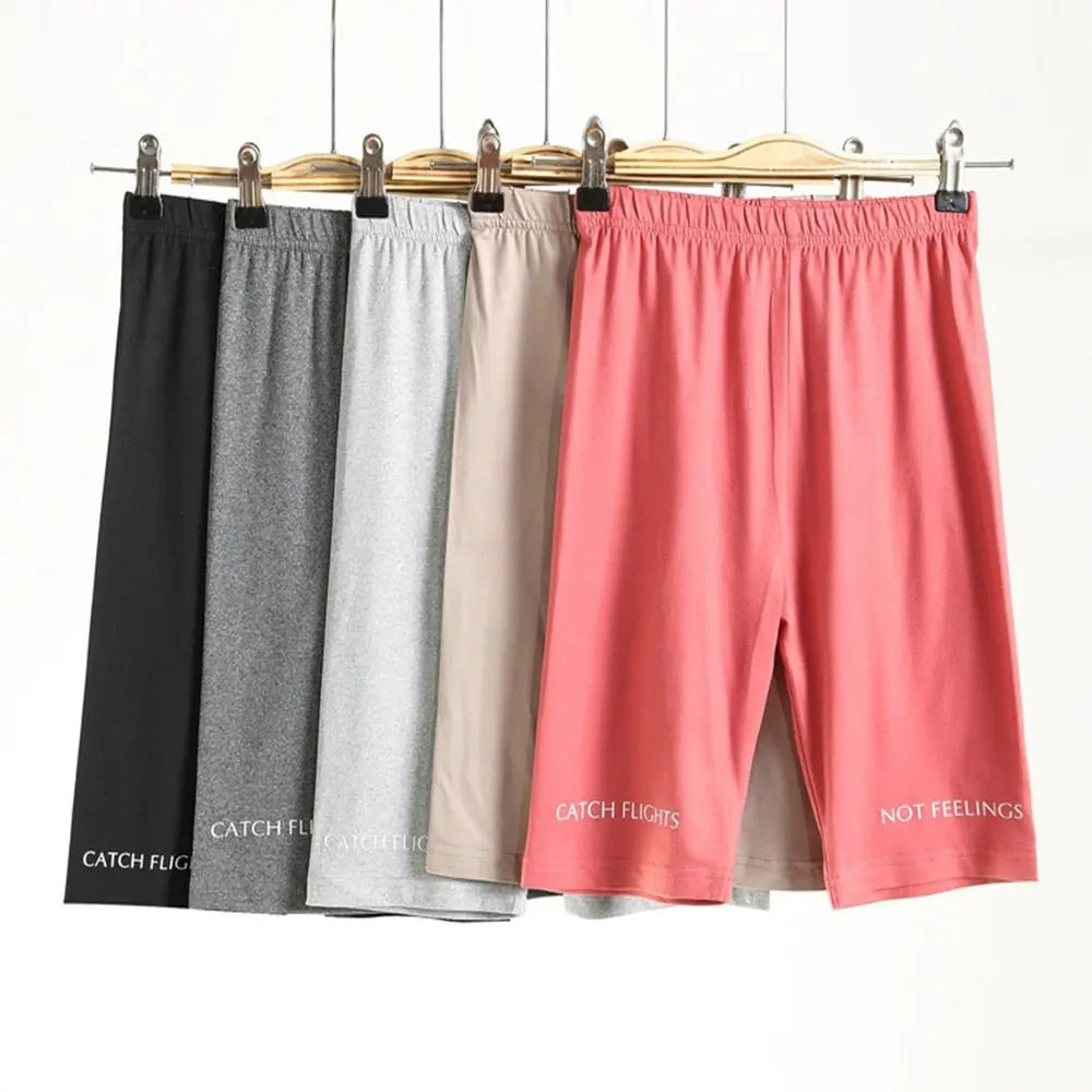 Shorts Thin Fitness Casual High Waist Biker Short Summer Slim Knee-Length Bottoms Streetwear - Blade & Thread