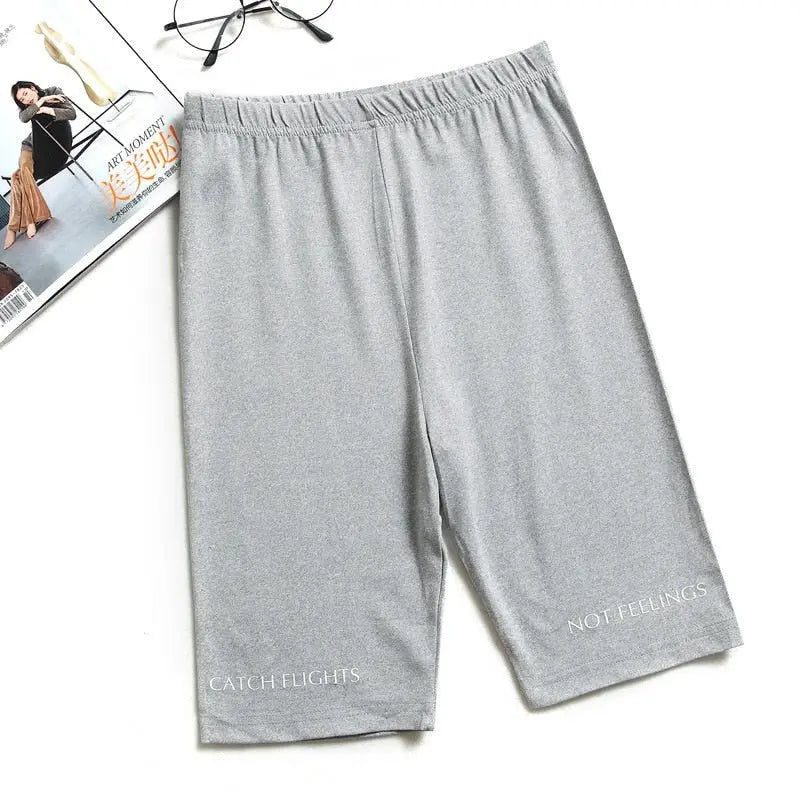 Shorts Thin Fitness Casual High Waist Biker Short Summer Slim Knee-Length Bottoms Streetwear - Blade & Thread