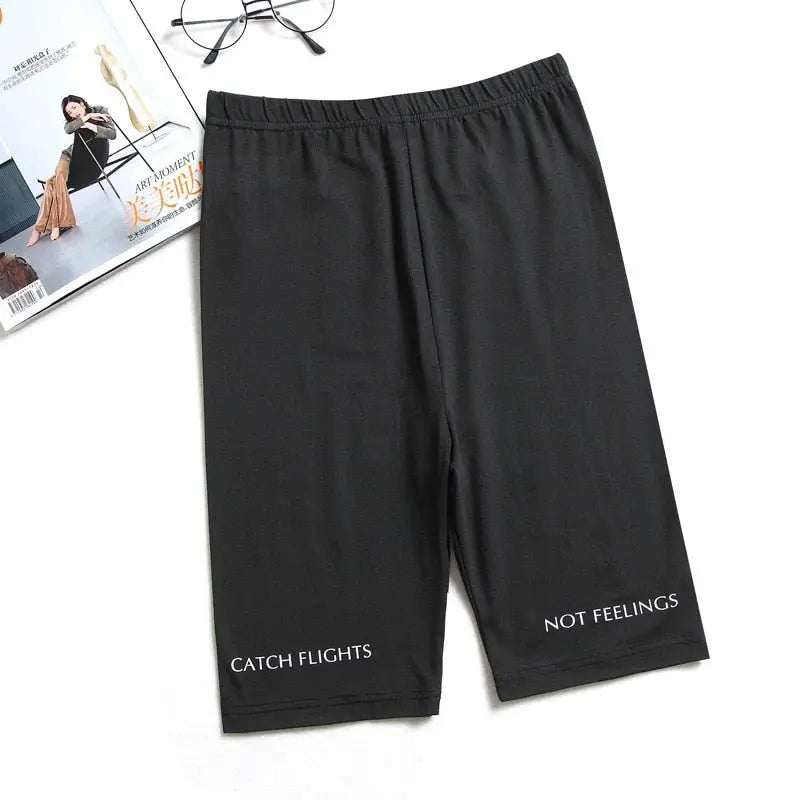 Shorts Thin Fitness Casual High Waist Biker Short Summer Slim Knee-Length Bottoms Streetwear - Blade & Thread