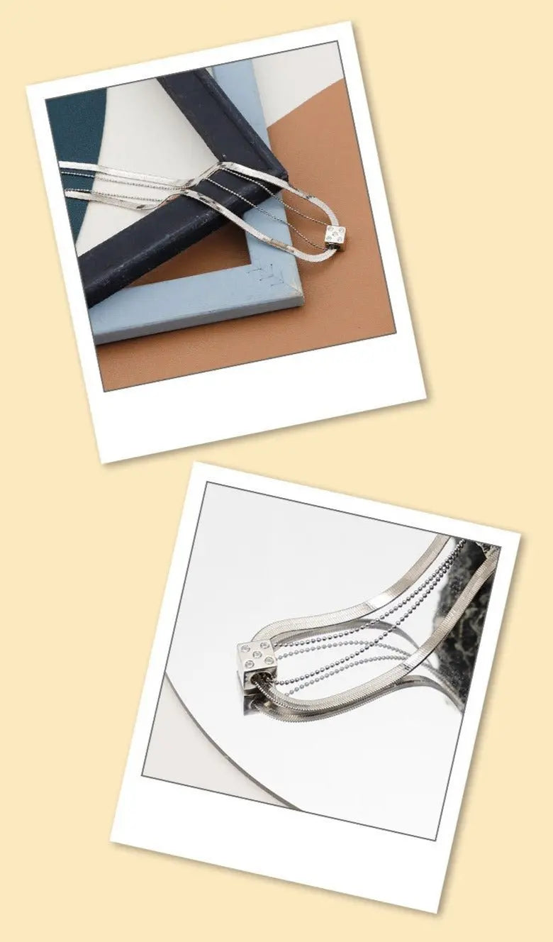 Silver Dice Double Chain Necklace - Blade & Thread