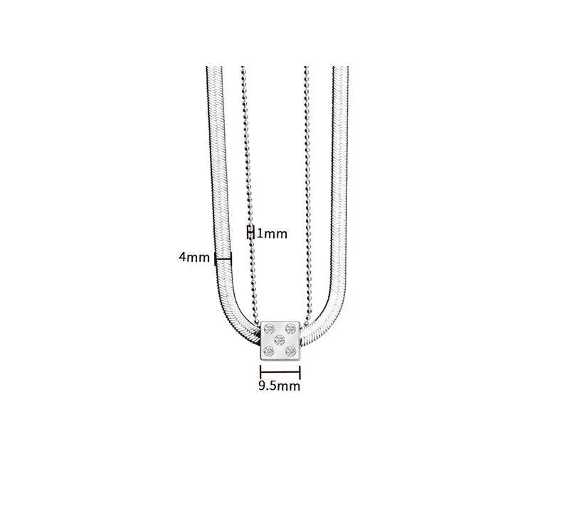 Silver Dice Double Chain Necklace - Blade & Thread