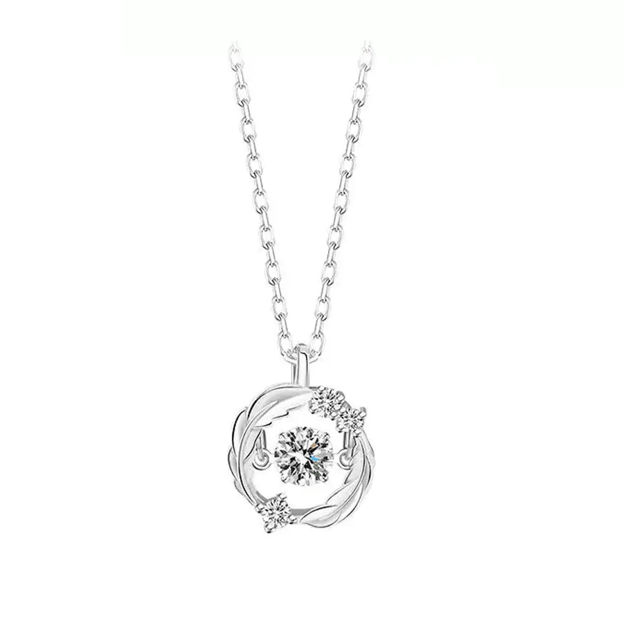 Silver Flash Necklace Feather Beating Heart Moonstone Necklace - Blade & Thread