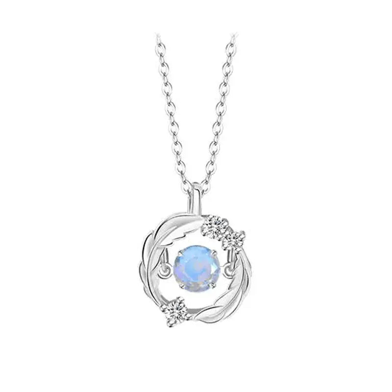 Silver Flash Necklace Feather Beating Heart Moonstone Necklace - Blade & Thread