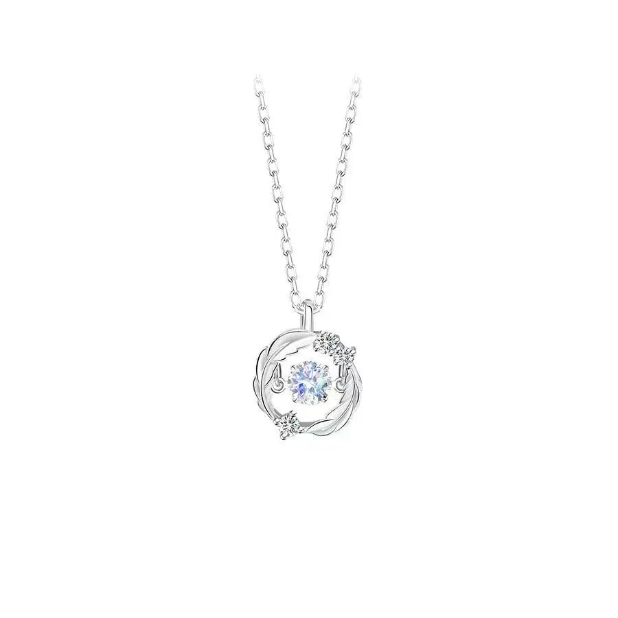Silver Flash Necklace Feather Beating Heart Moonstone Necklace - Blade & Thread