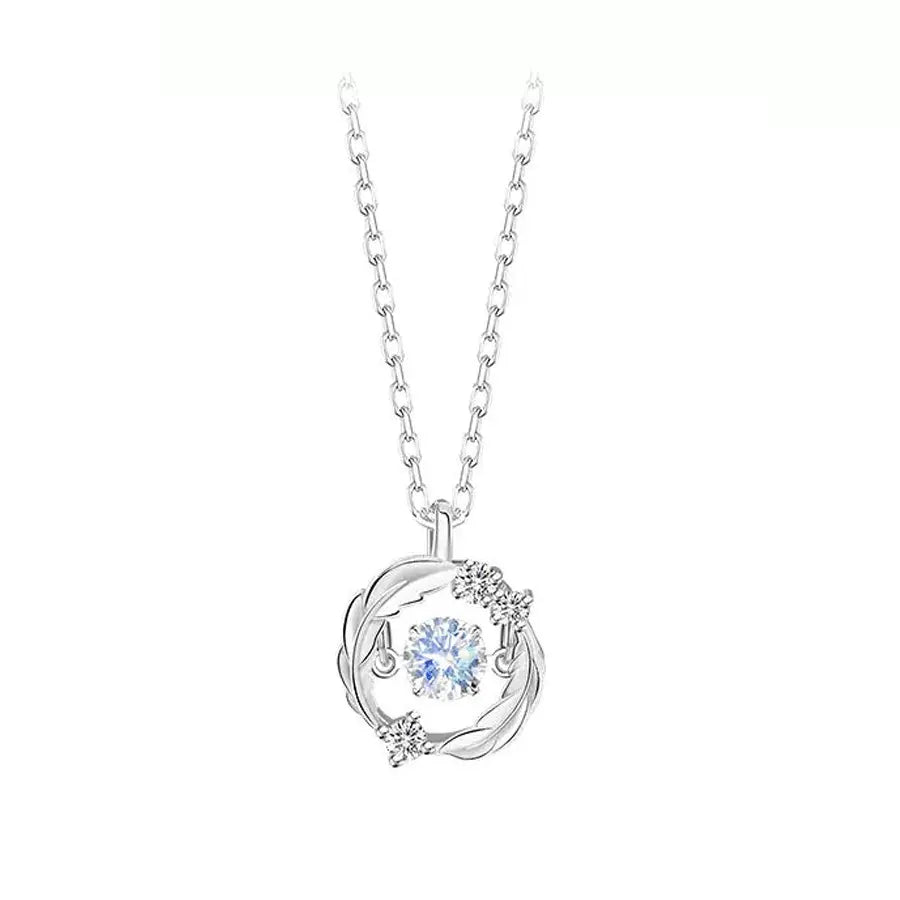 Silver Flash Necklace Feather Beating Heart Moonstone Necklace - Blade & Thread