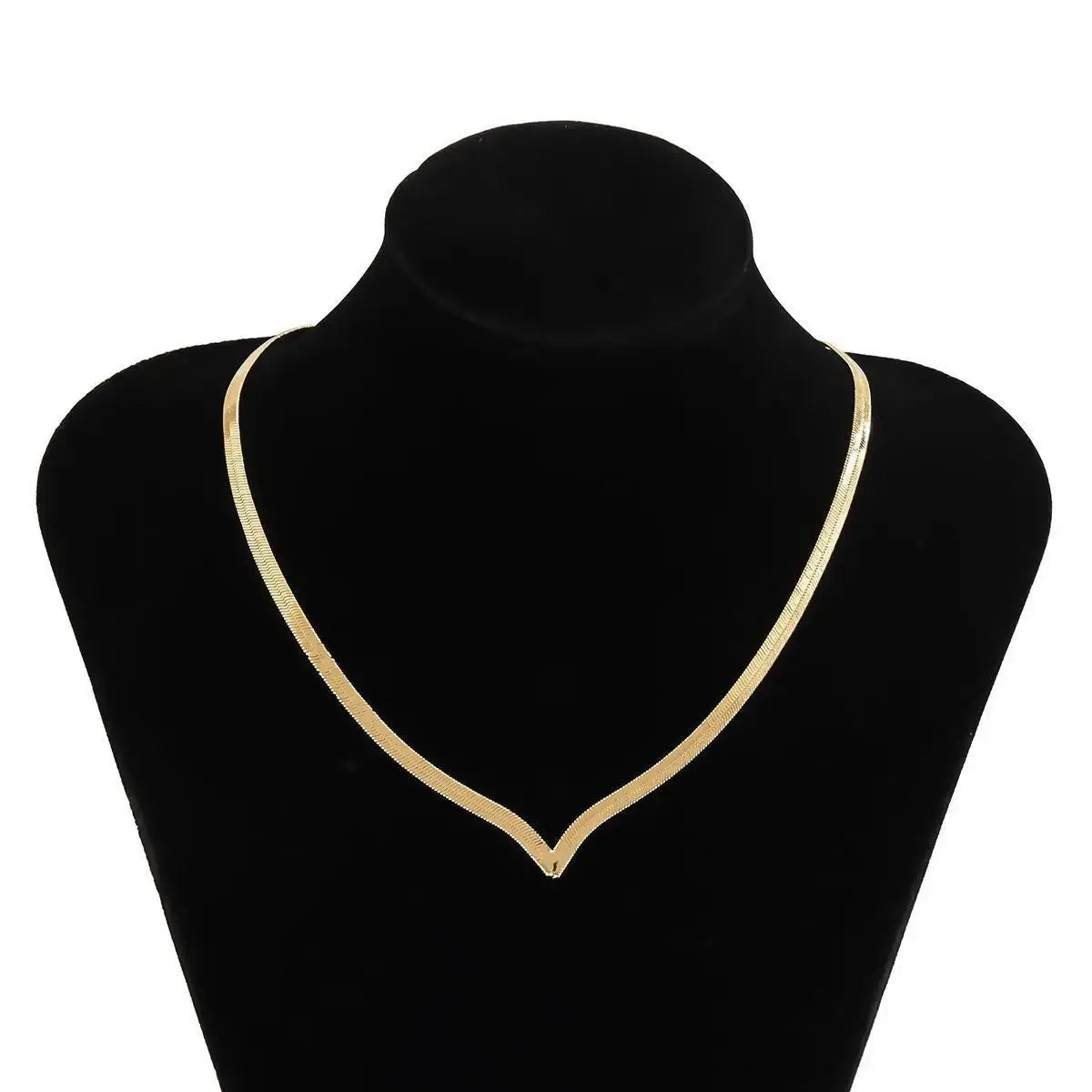 Simple Creative V-shaped Necklace For Women Flat Snake Chain Choker - Blade & Thread