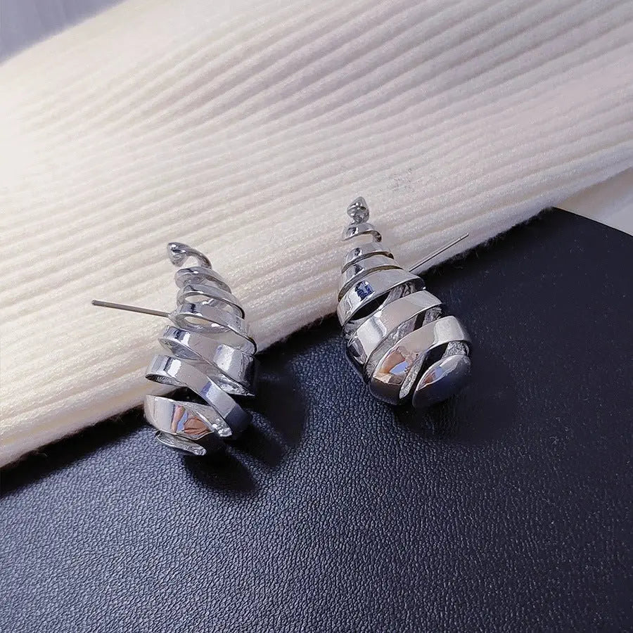 Simple Earrings Metal Hollow Water Drop Ball Stud Earrings - Blade & Thread