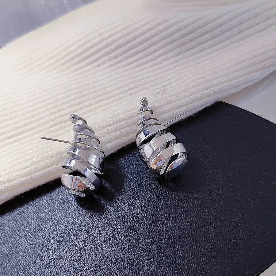 Simple Earrings Metal Hollow Water Drop Ball Stud Earrings - Blade & Thread