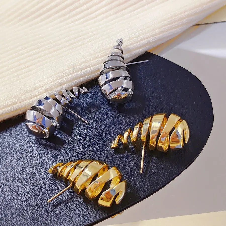 Simple Earrings Metal Hollow Water Drop Ball Stud Earrings - Blade & Thread