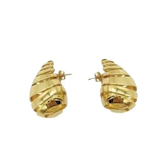 Simple Earrings Metal Hollow Water Drop Ball Stud Earrings - Blade & Thread